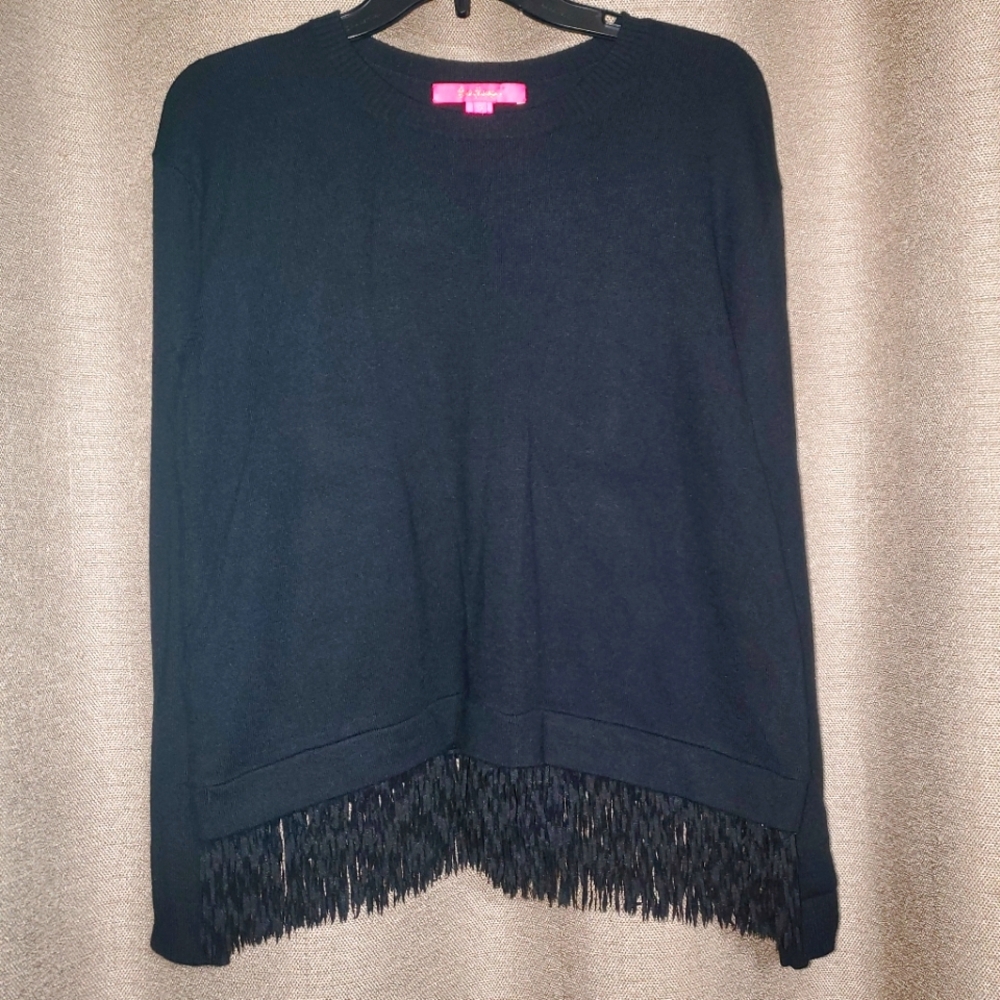 Lilly Pulitzer SZ S Black Cashmere Blend Long Sleeve Marguerite Pullover Sweater